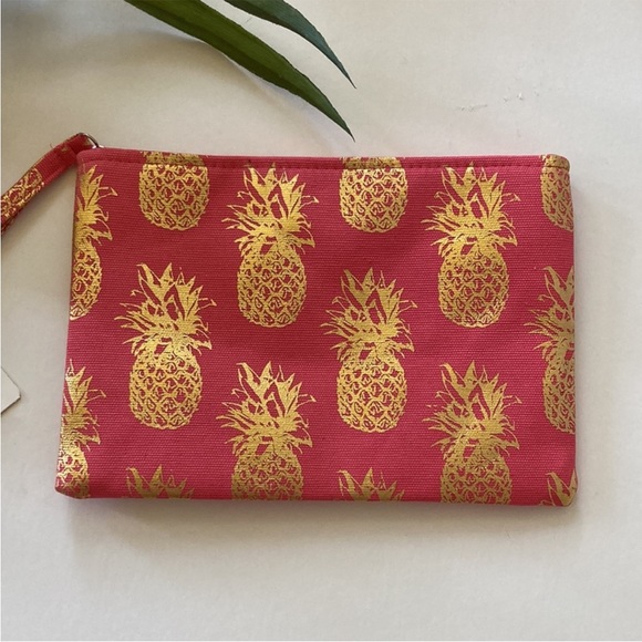 Pink & Gold Foil Pineapple Wristlet/Cosmetic Bag - Picture 4 of 9